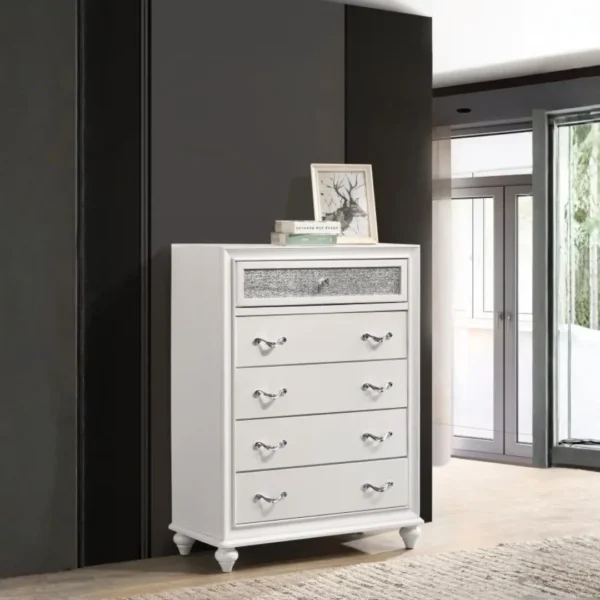 Barzini Bedroom Furniture Set White By Coaster Furniture - Image 4
