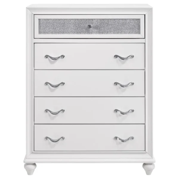 Barzini 5 Drawer White Bedroom Chest By Coaster Furniture - Image 2