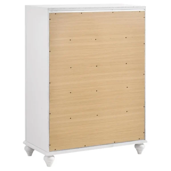 Barzini 5 Drawer White Bedroom Chest By Coaster Furniture - Image 5