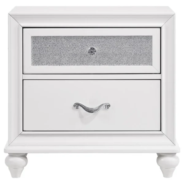 Barzini White Nightstand with Drawers By Coaster Furniture - Image 2