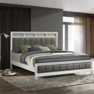Barzini Tufted White Bed By Coaster Furniture