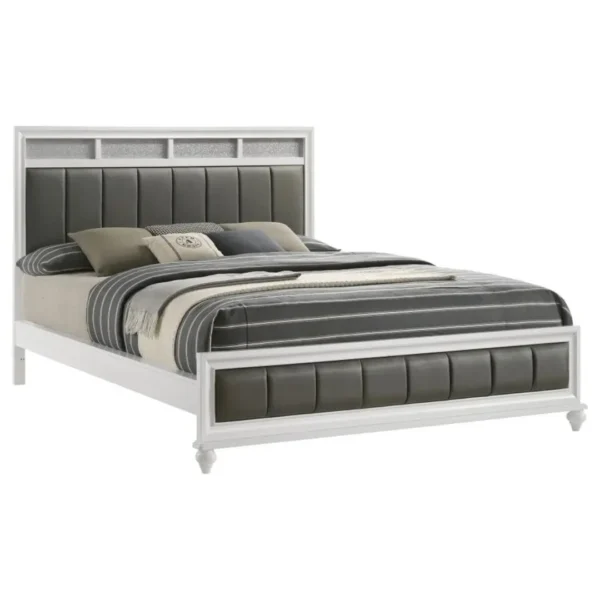 Barzini Tufted White Bed By Coaster Furniture - Image 2