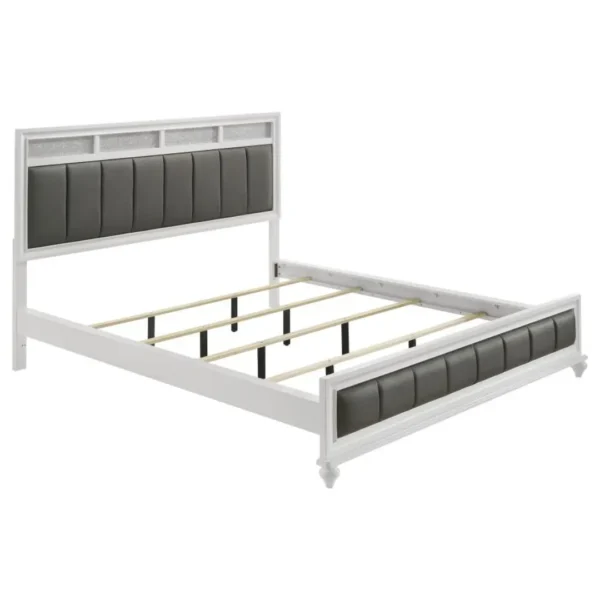 Barzini Tufted White Bed By Coaster Furniture - Image 3
