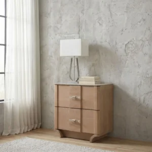 Leanne Sinter Stone Top Light Oak Nightstand By Coaster Furniture