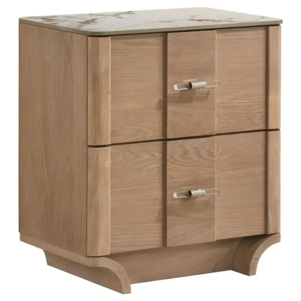 Leanne Sinter Stone Top Light Oak Nightstand By Coaster Furniture - Image 2