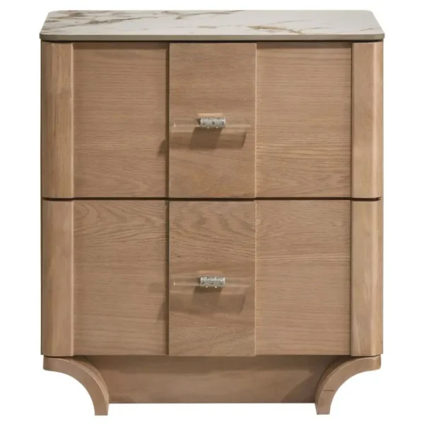 Leanne Sinter Stone Top Light Oak Nightstand By Coaster Furniture - Image 3