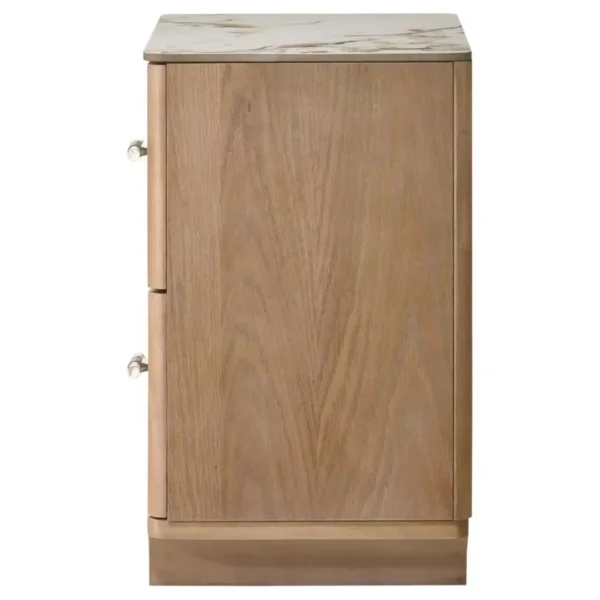 Leanne Sinter Stone Top Light Oak Nightstand By Coaster Furniture - Image 4