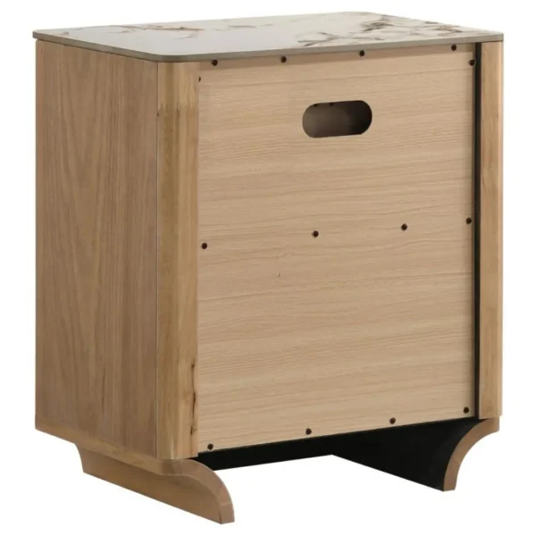 Leanne Sinter Stone Top Light Oak Nightstand By Coaster Furniture - Image 5