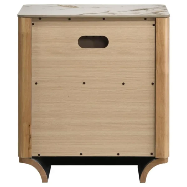 Leanne Sinter Stone Top Light Oak Nightstand By Coaster Furniture - Image 6