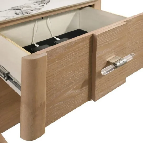 Leanne Sinter Stone Top Light Oak Nightstand By Coaster Furniture - Image 8