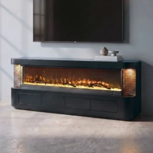 Luken Black Fireplace Console TV Stand by Furniture of America