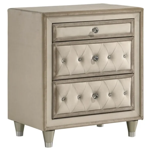 Antonella Upholstered 3 Drawer Nightstand By Coaster Furniture - Image 2