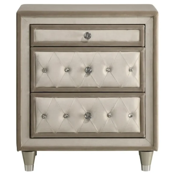 Antonella Upholstered 3 Drawer Nightstand By Coaster Furniture - Image 3