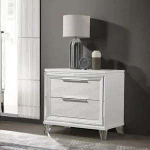 Marmore White Modern Wood Nightstand By Coaster Furniture