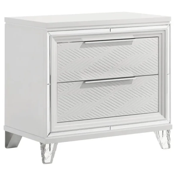 Marmore White Modern Wood Nightstand By Coaster Furniture - Image 2