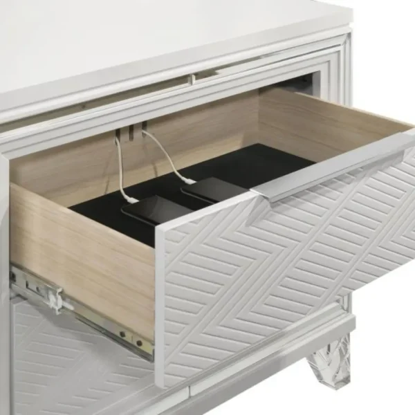 Marmore White Modern Wood Nightstand By Coaster Furniture - Image 8