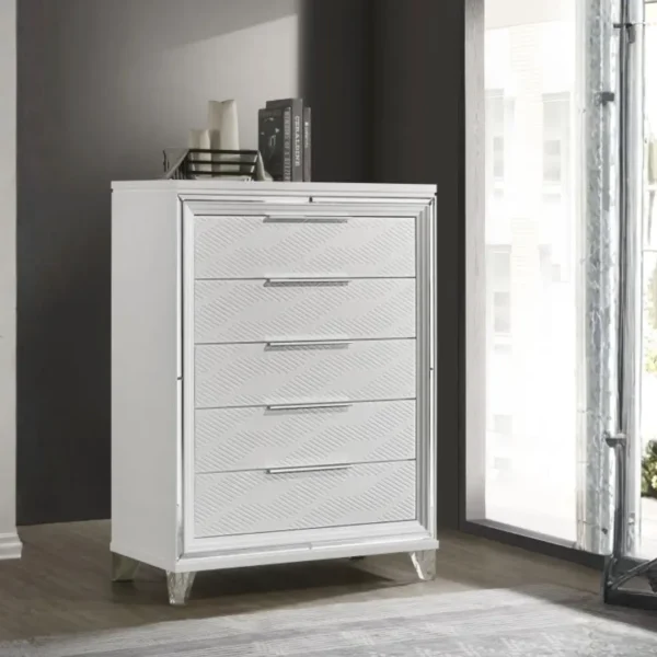 Marmore 5 Piece White Bedroom Set By Coaster Furniture - Image 5