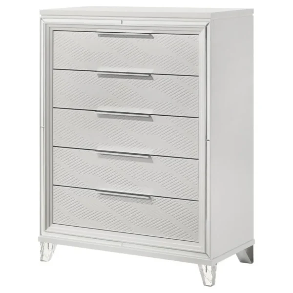 Marmore 5 Drawer White Chest By Coaster Furniture - Image 3