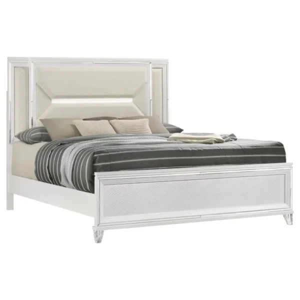 Marmore 64-Inch Panel Bed LED Headboard White By Coaster Furniture - Image 2