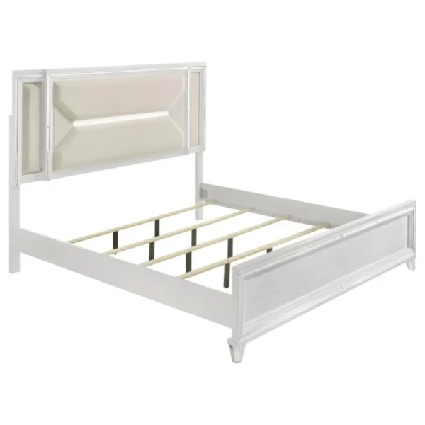 Marmore 64-Inch Panel Bed LED Headboard White By Coaster Furniture - Image 3