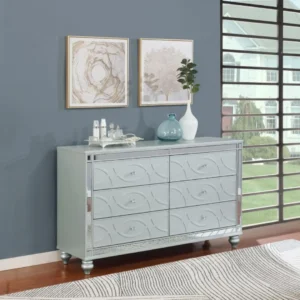 Gunnison 6 Drawer Silver Metallic Dresser By Coaster Furniture