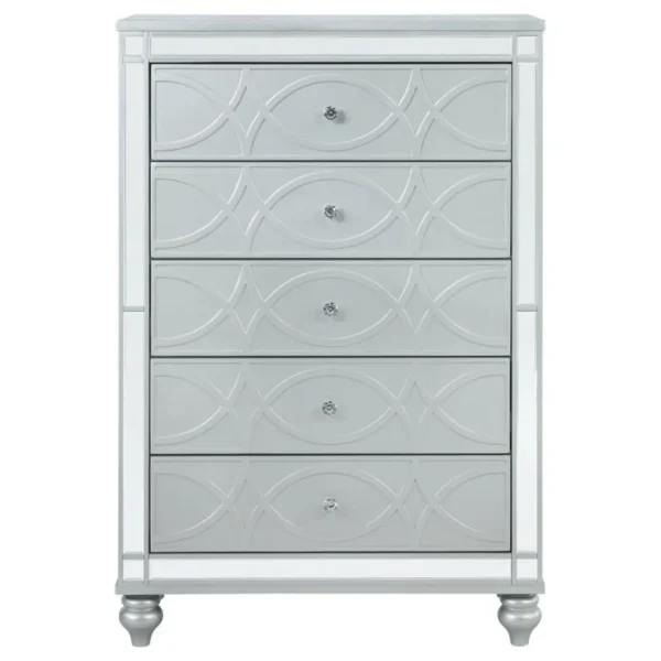 Gunnison 5 Drawer Silver Metallic Chest By Coaster Furniture - Image 2