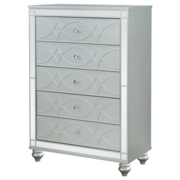 Gunnison 5 Drawer Silver Metallic Chest By Coaster Furniture - Image 3