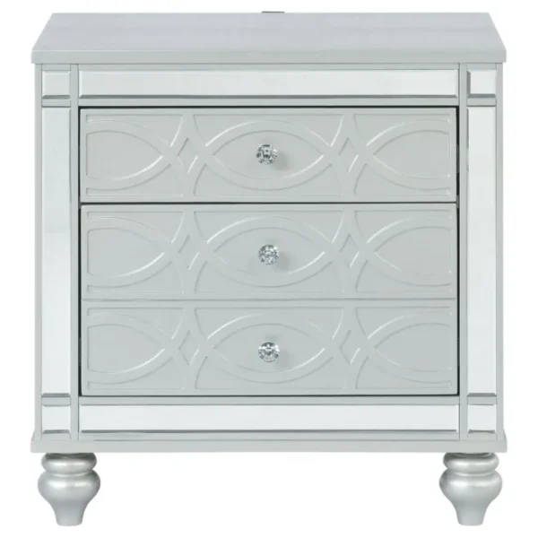 Gunnison Silver Metallic Nightstand By Coaster Furniture - Image 2