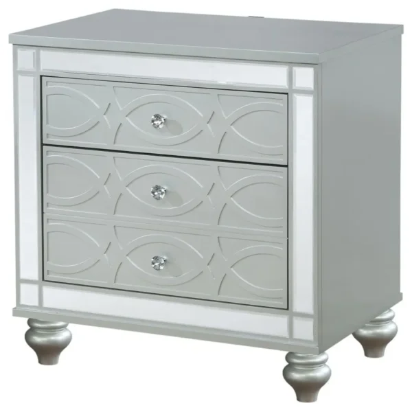 Gunnison Silver Metallic Nightstand By Coaster Furniture - Image 3