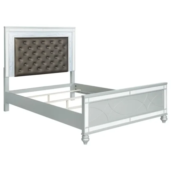 Gunnison Tufted Bed Frames in Silver Metallic By Coaster Furniture - Image 2