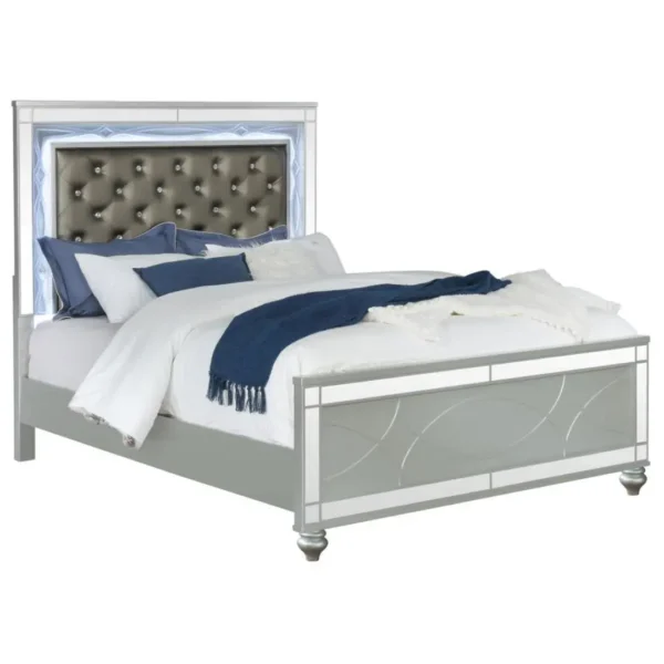 Gunnison Tufted Bed Frames in Silver Metallic By Coaster Furniture - Image 3