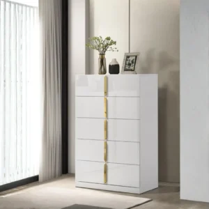 Ines Chest of Drawers White High Gloss By Coaster Furniture