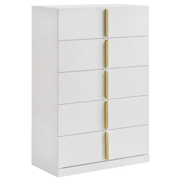 Ines Chest of Drawers White High Gloss By Coaster Furniture - Image 3