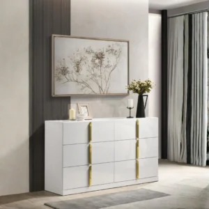 Ines White High Gloss Dresser By Coaster Furniture