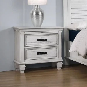 Franco Distressed White Nightstand By Coaster Furniture