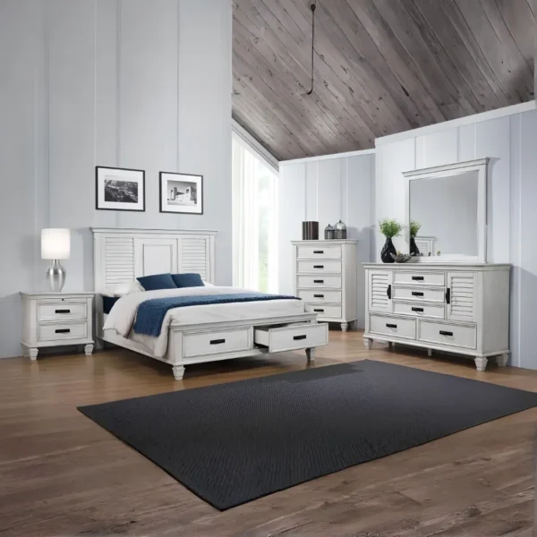 Franco Distressed White Bedroom Set By Coaster Furniture - Image 7