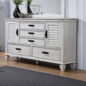 Franco 5 Drawer Dresser Distressed White By Coaster Furniture