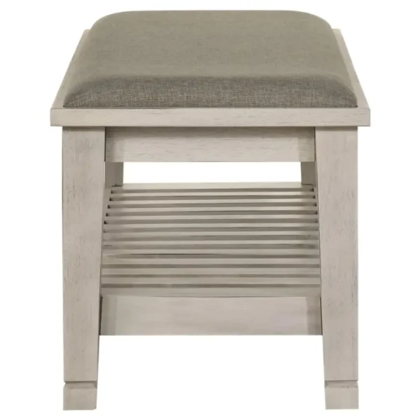 Franco Distressed White Bench with Shelf By Coaster Furniture - Image 4