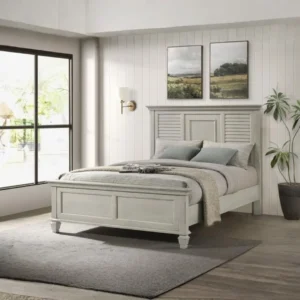 Franco Wood Panel Bed Distressed White By Coaster Furniture