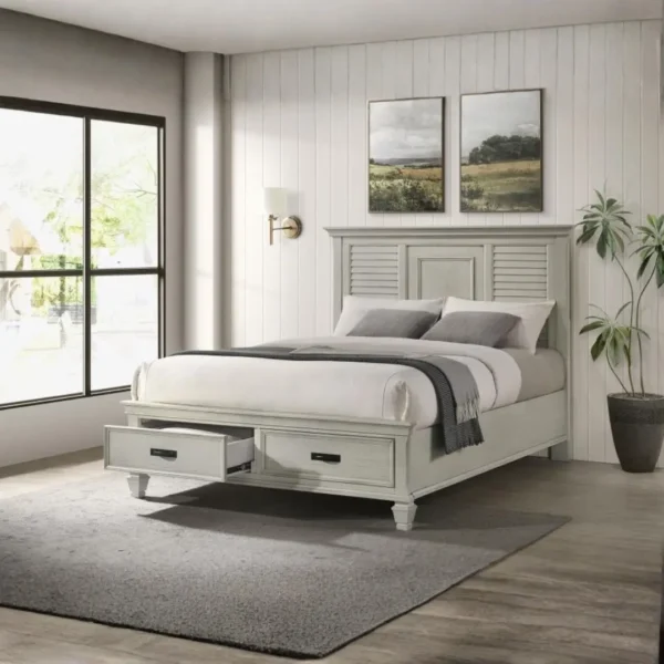 Franco Wood Panel Bed Distressed White By Coaster Furniture - Image 9