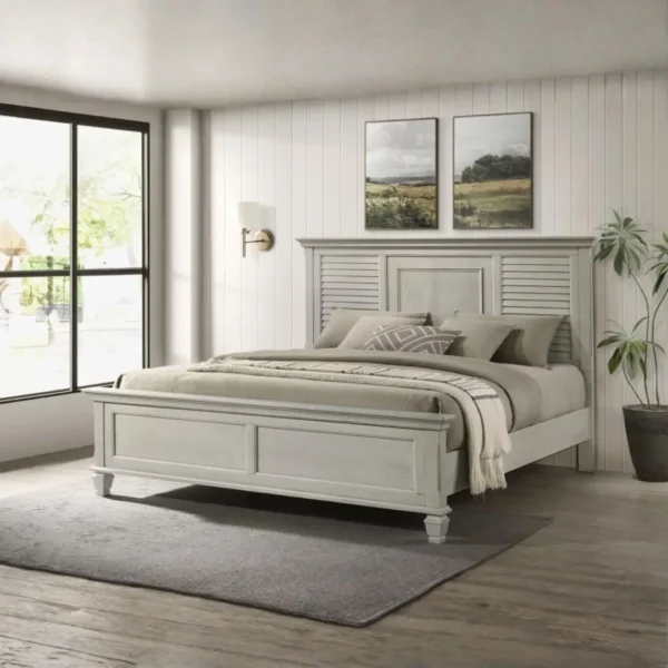 Franco Wood Panel Bed Distressed White By Coaster Furniture - Image 10