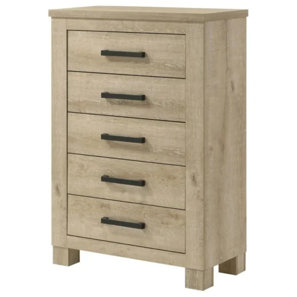 Oakglen Weathered Oak Bedroom Chest By Coaster Furniture - Image 3