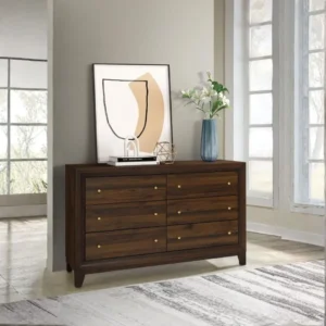 Welsley 6 Drawer Walnut Wood Dresser By Coaster Furniture