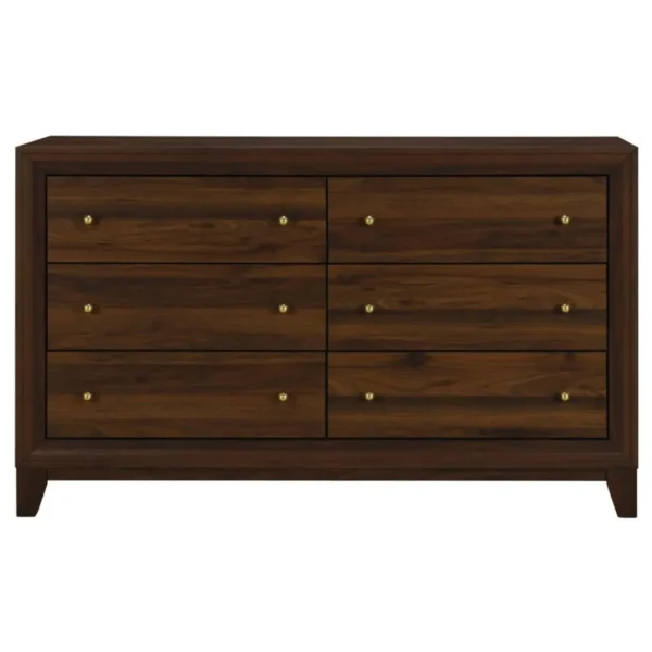 Welsley 6 Drawer Walnut Wood Dresser By Coaster Furniture - Image 2