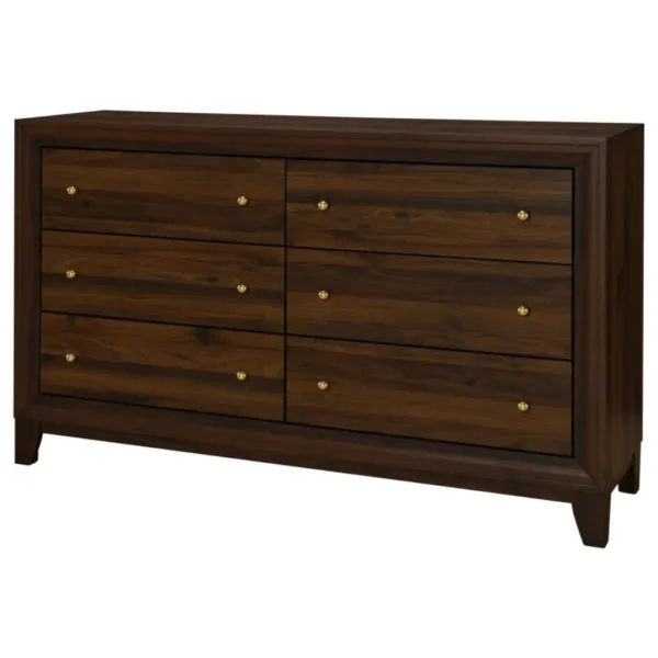 Welsley 6 Drawer Walnut Wood Dresser By Coaster Furniture - Image 3