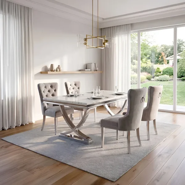 Wadenstil White Marble Top Dining Table by Furniture of America - Image 2
