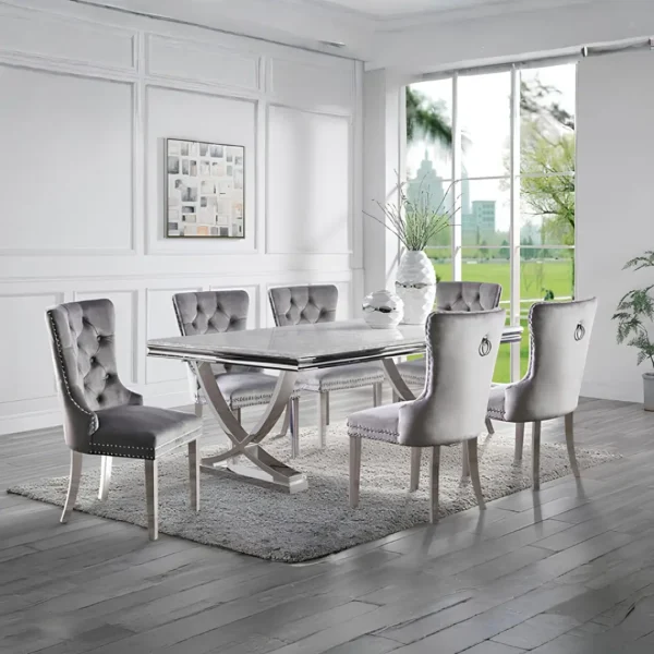 Wadenstil Chrome Dining Table by Furniture of America - Image 2