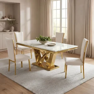 Valdevers Rectangular Marble Dining Table by Furniture of America