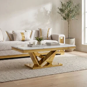 Villarsglane Marble and Gold Coffee Table by Furniture of America