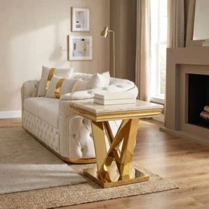 Villarsglane Gold End Table with Marble Top by Furniture of America